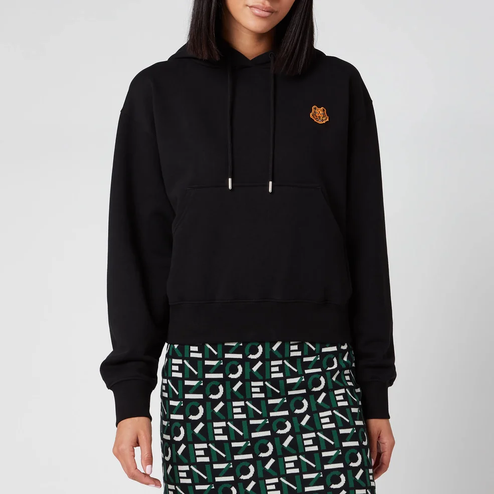 KENZO Women's Boxy Fit Hoodie Tiger Crest - Black Image 1
