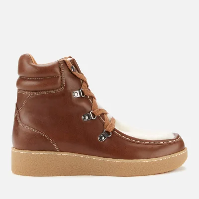 Isabel Marant Women's Alpica Shearling Hiking Style Boots - Cognac