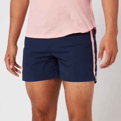 Orlebar Brown Men's Setter Tape Stripe Swim Shorts - Navy/Sundown Pink