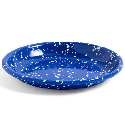 HAY Enamel Deep Plate - Blue Speckle - M