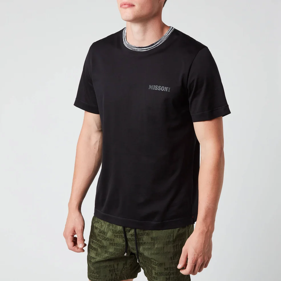 Missoni Men's Short Sleeve Collar Detail T-Shirt - Black Image 1