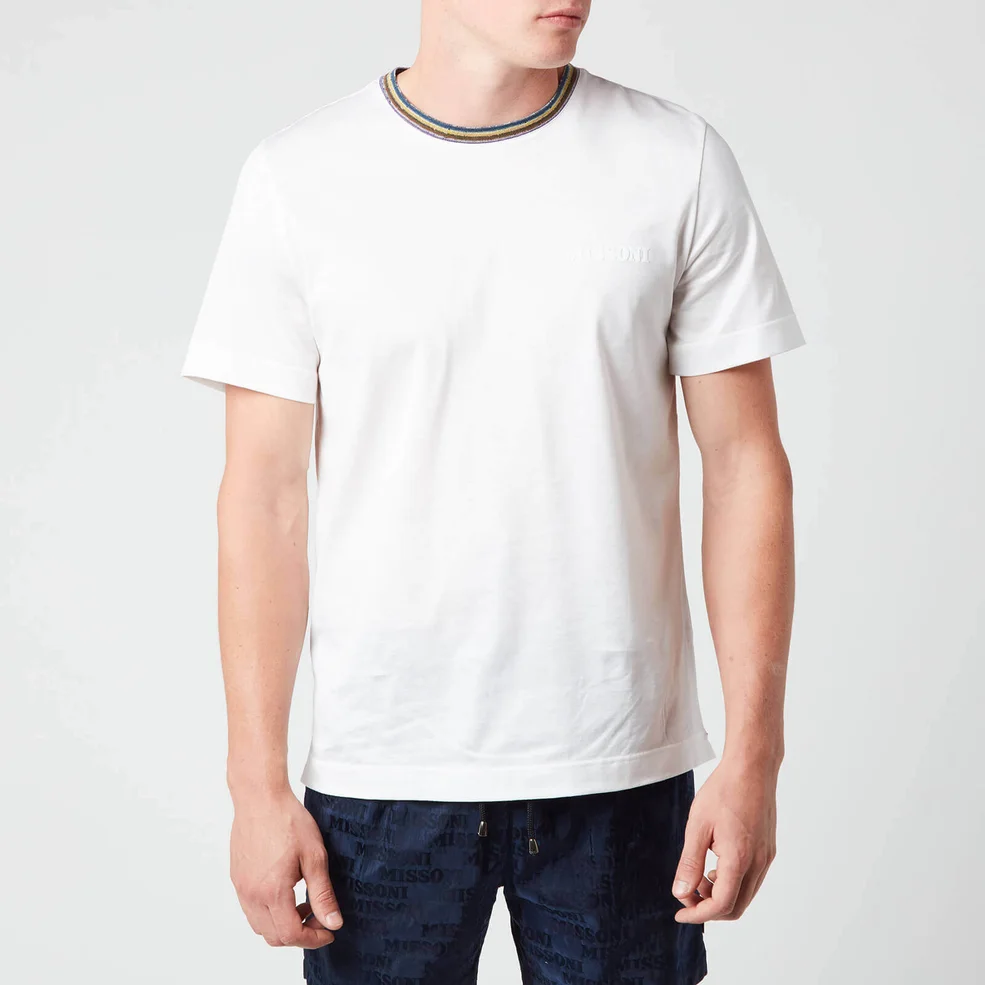 Missoni Men's Short Sleeve Collar Detail T-Shirt - White Image 1