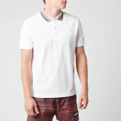 Missoni Men's Short Sleeve Collar Detail Polo Shirt - White