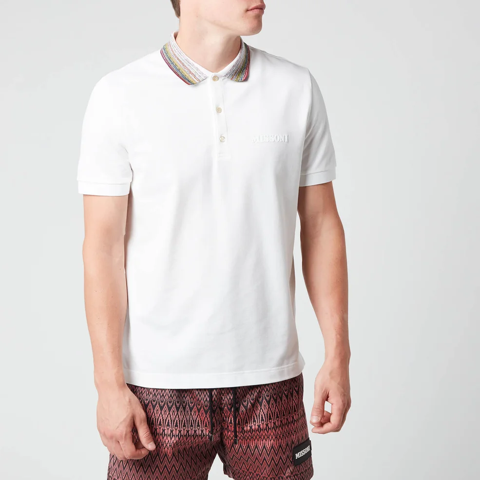Missoni Men's Short Sleeve Collar Detail Polo Shirt - White Image 1