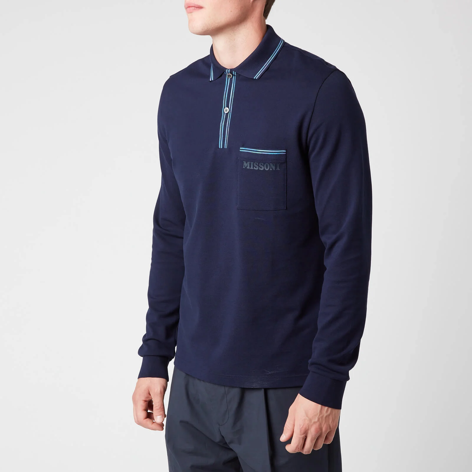 Missoni Men's Long Sleeve Chest Pocket Polo Shirt - Navy Image 1