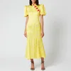 De La Vali Women's Bluebell Printed Satin Midi Dress - Yellow Rose - Image 1