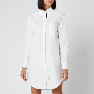 Thom Browne Women's Classic Long Sleeve Button Down Shirt Dress - White
