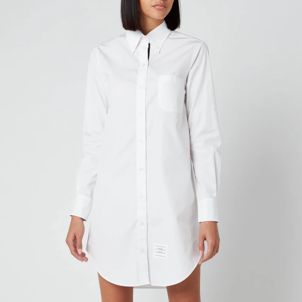Thom Browne Women's Classic Long Sleeve Button Down Shirt Dress - White Image 1