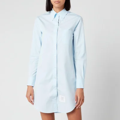 Thom Browne Women's Classic Long Sleeve Button Down Shirt Dress - Light Blue