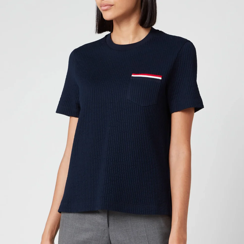 Thom Browne Women's Short Sleeve Pocket T-Shirt - Navy Image 1