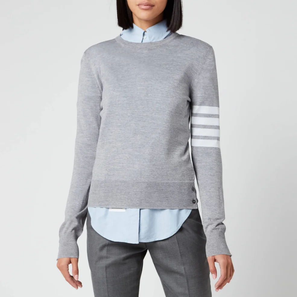 Thom Browne Women's Relaxed Fit Crew Neck Pullover - Light Grey Image 1