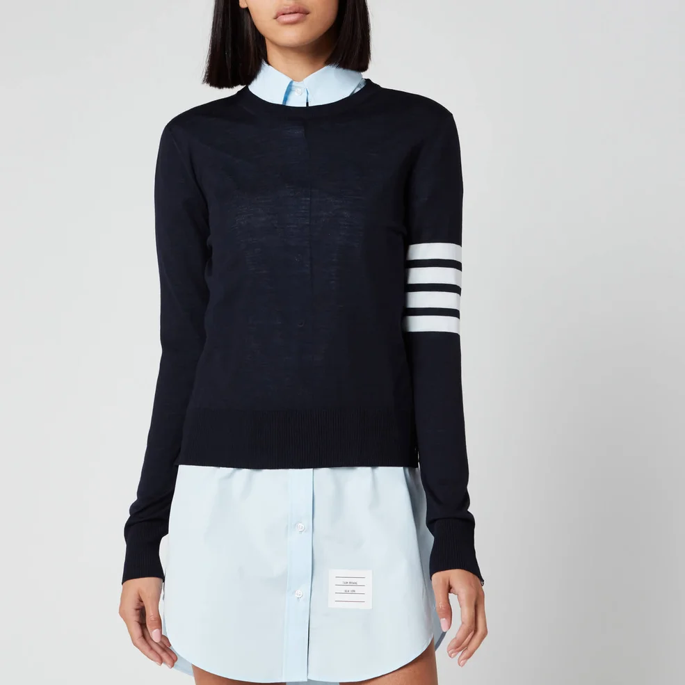 Thom Browne Women's Relaxed Fit Crew Neck Pullover - Navy Image 1