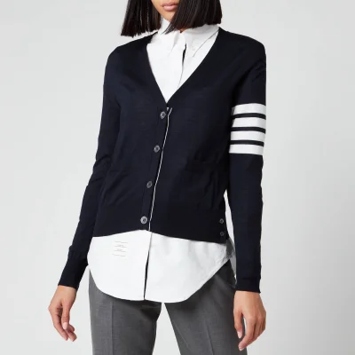 Thom Browne Women's Relaxed Fit V Neck Cardigan - Navy