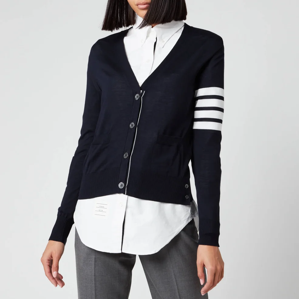 Thom Browne Women's Relaxed Fit V Neck Cardigan - Navy Image 1