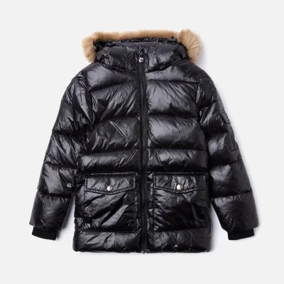 Pyrenex Girls' Authentic Shiny Synthetic Fur Jacket - Black
