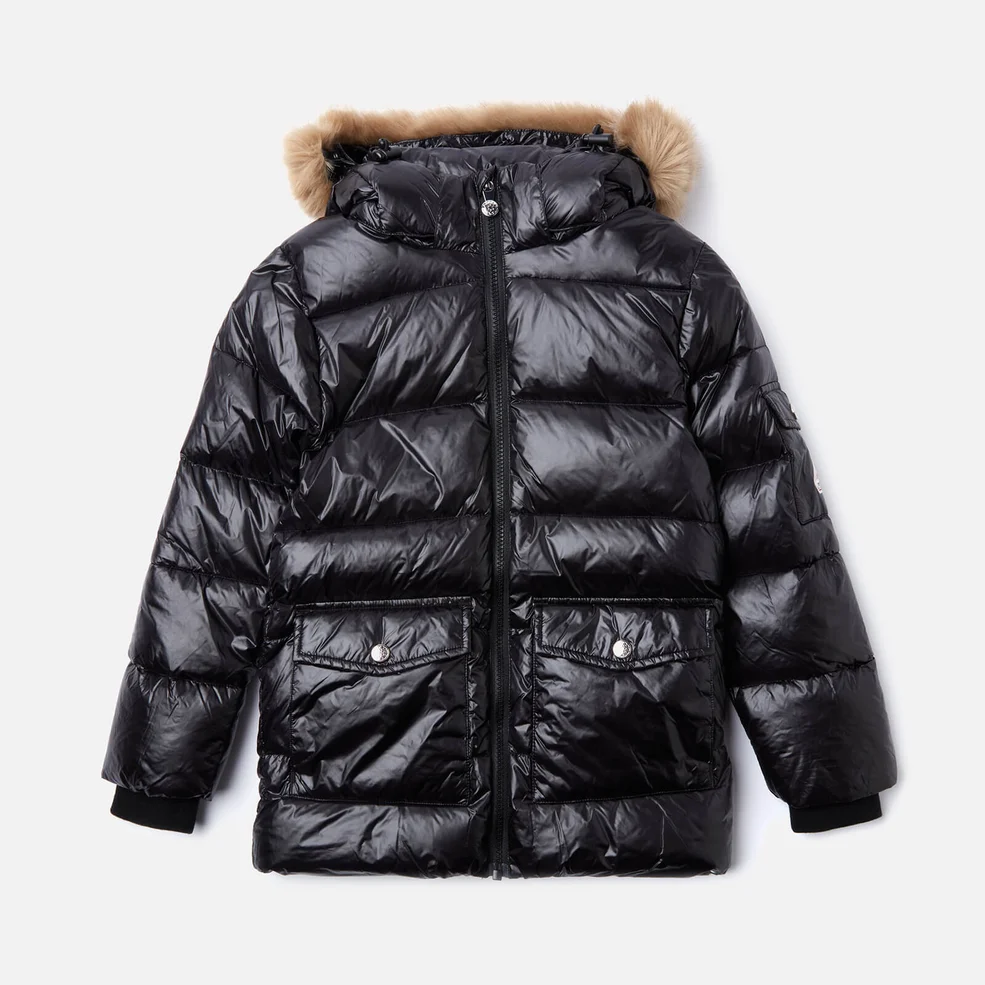 Pyrenex Girls' Authentic Shiny Synthetic Fur Jacket - Black Image 1