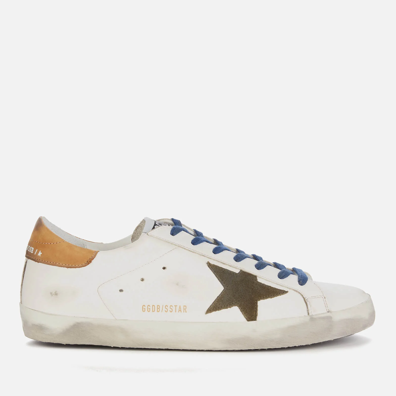 Golden Goose Men's Superstar Leather Trainers - White/Drill Green/Brown Image 1