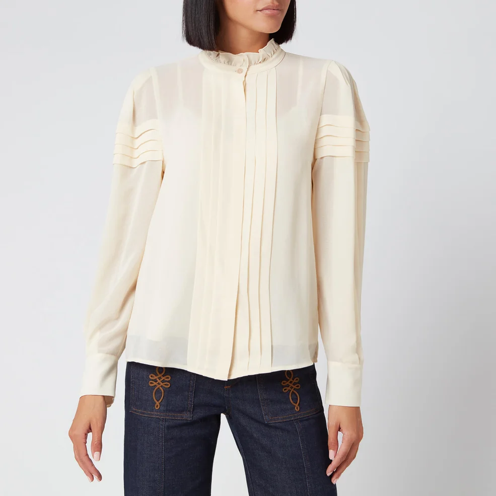 See By Chloé Women's Long Sleeve High Neck Blouse - Angora Beige Image 1