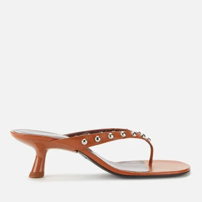 Simon Miller Women's Beep Leather Toe Post Heeled Sandals - Sepia/Studs