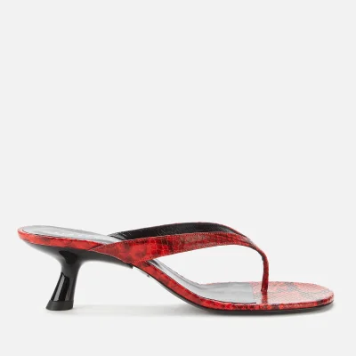 Simon Miller Women's Beep Snake Print Toe Post Heeled Sandals - Tango Red