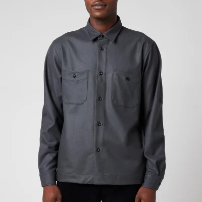 Officine Générale Men's Barry Flannel Shirt - Solid Grey