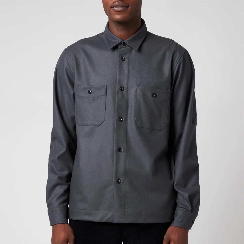 Officine Générale Men's Barry Flannel Shirt - Solid Grey Image 1