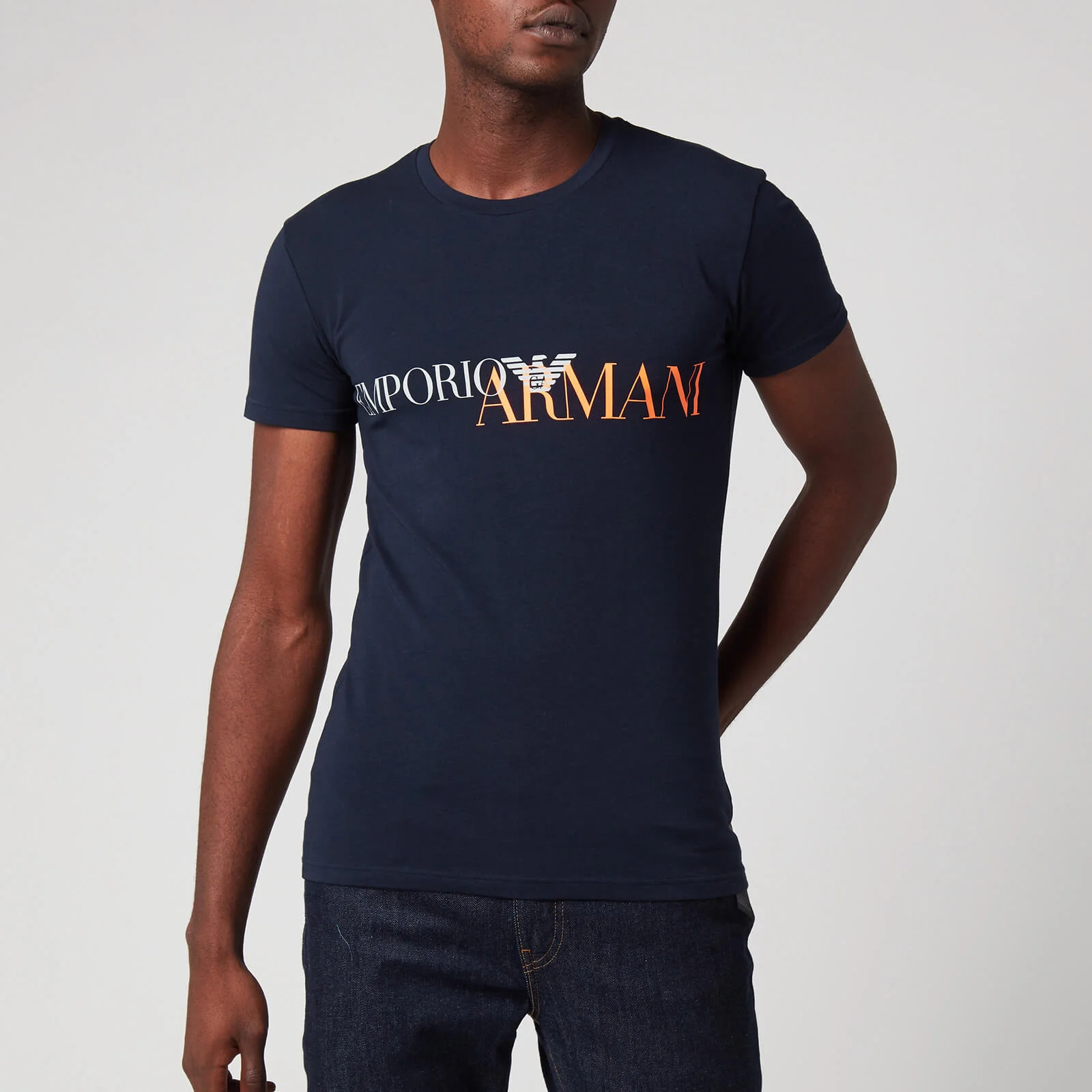 Emporio Armani Men's Megalogo T-Shirt - Blue Image 1