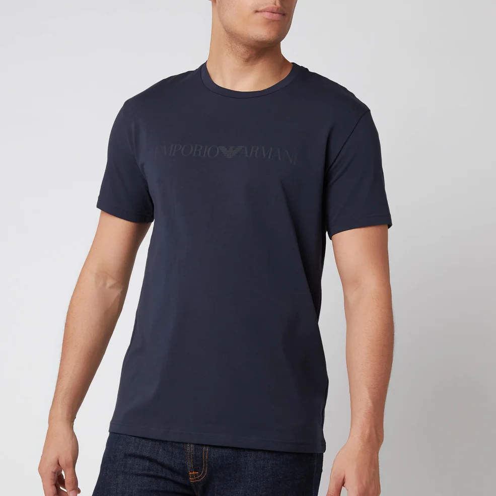Emporio Armani Men's Textured Logoband T-Shirt - Blue Image 1