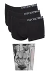 Emporio Armani Men's 3 Pack Side Logo Trunk Boxer Shorts - Black - Image 1