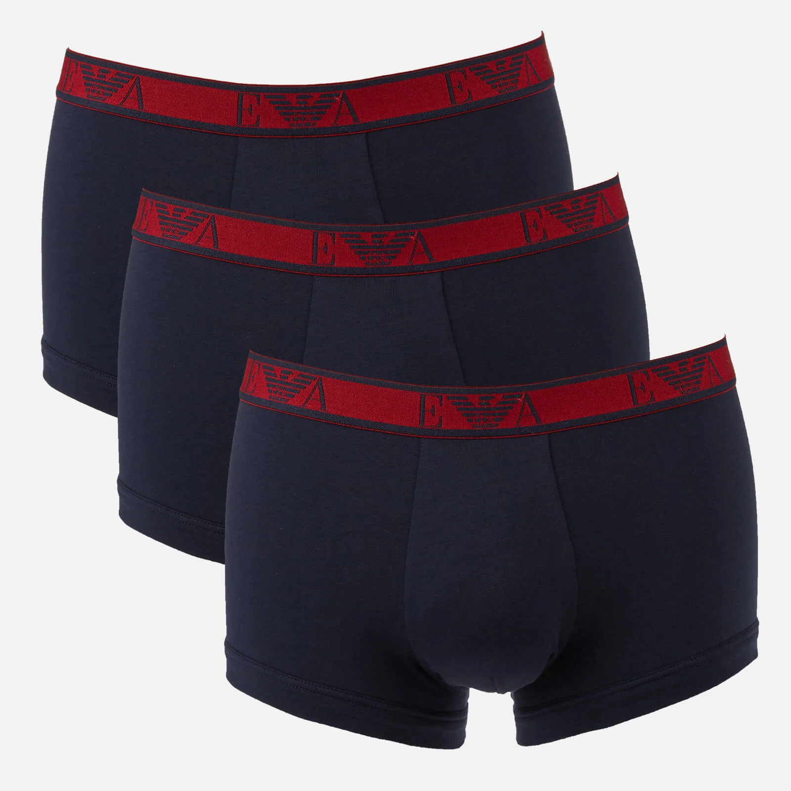 Emporio Armani Men's Monogram 3 Pack Trunk Boxer Shorts - Burgundy/Multi Image 1