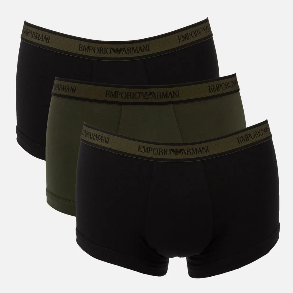 Emporio Armani Men's Logoband 3 Pack Trunk Boxer Shorts - Grey/Black Image 1
