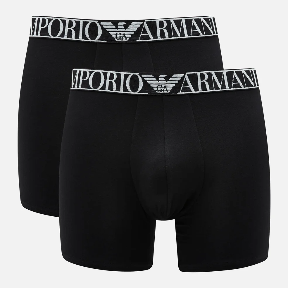 Emporio Armani Men's 2 Pack Midwaist Boxer Shorts - Black Image 1