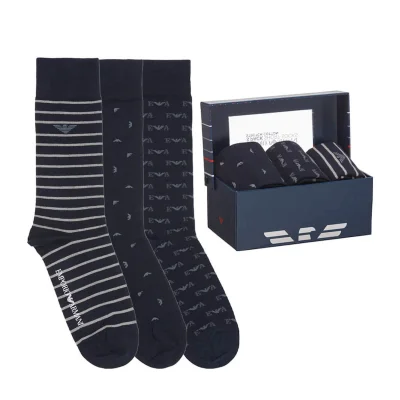 Emporio Armani Men's 3 Pack Stripe Socks - Multi