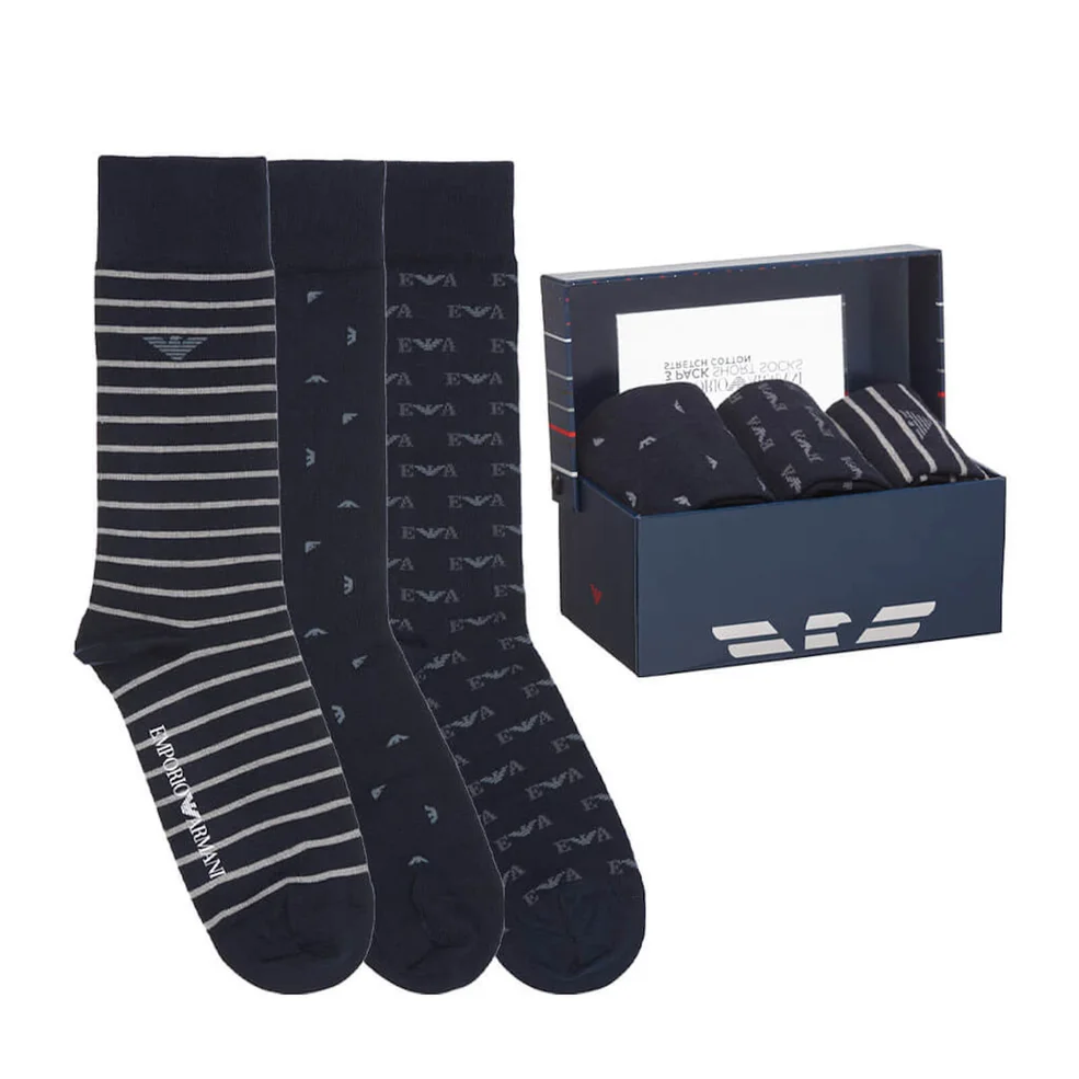 Emporio Armani Men's 3 Pack Stripe Socks - Multi Image 1