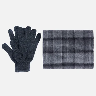 Barbour Men's Tartan Scarf and Gloves Gift Set - Black/Grey Check