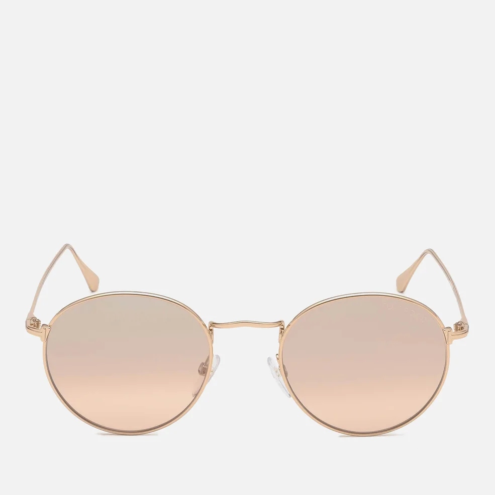 Tom Ford Women's Round Frame Sunglasses - Rose Gold/Green Image 1