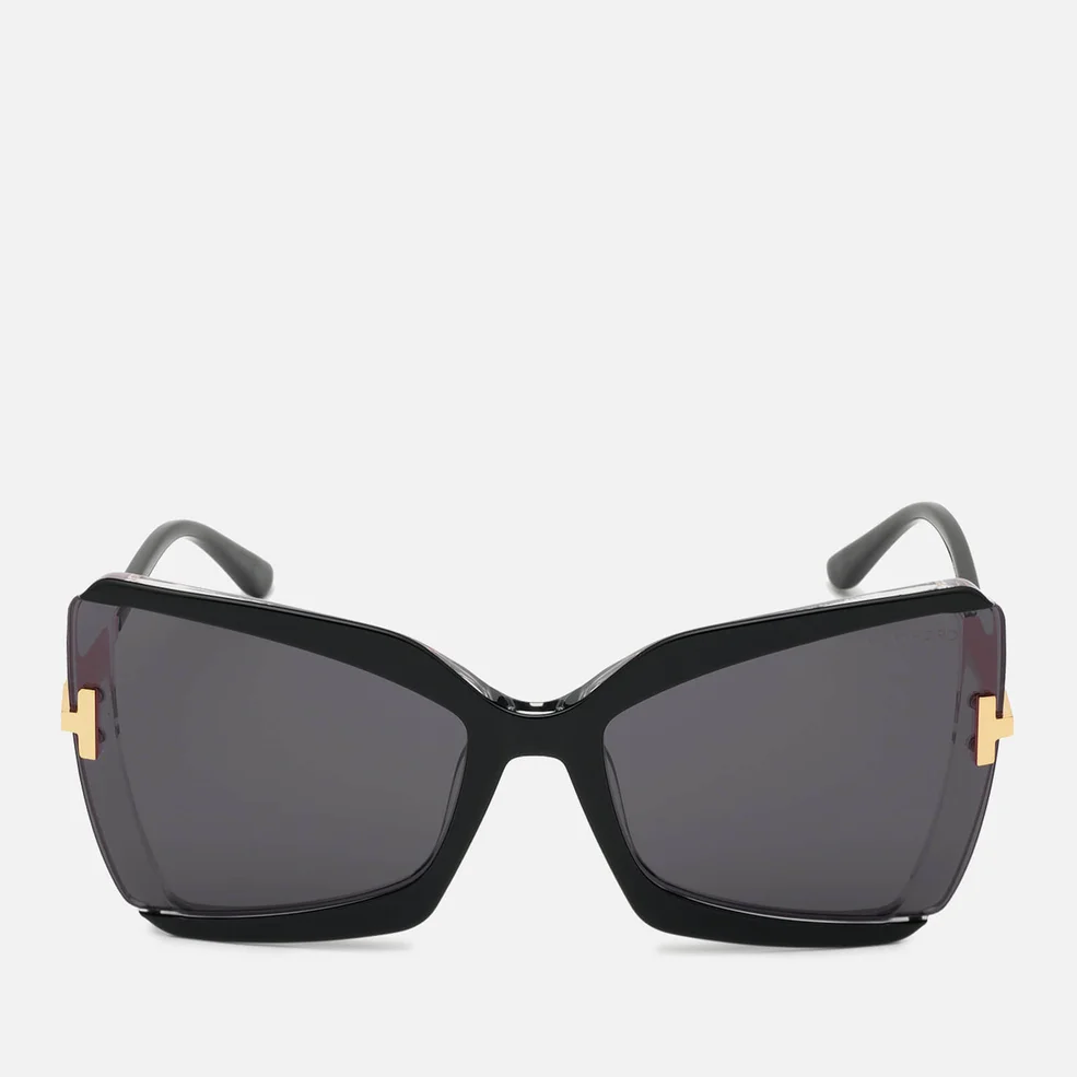 Tom Ford Women's Oversized Square Frame Sunglasses - Black/Crystal/Smoke Image 1