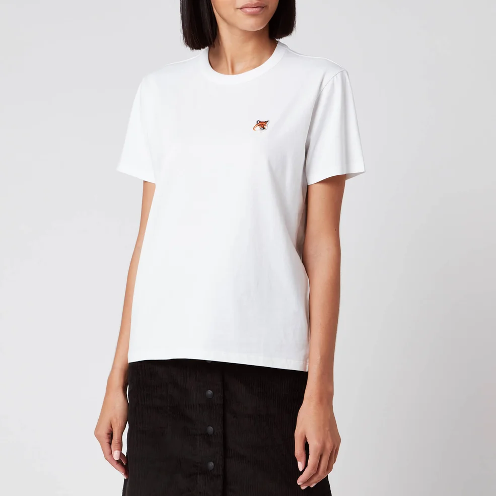 Maison Kitsuné Women's T-Shirt Fox Head Patch - White Image 1