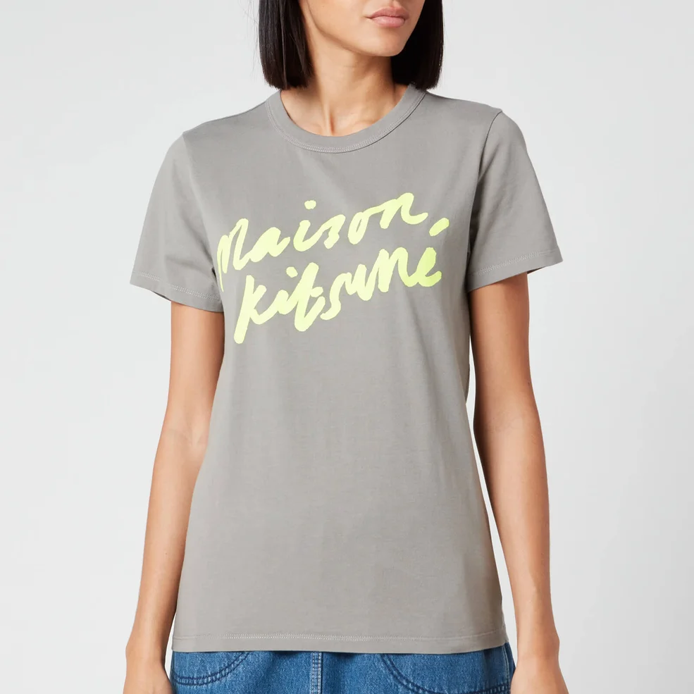 Maison Kitsuné Women's T-Shirt Handwriting - Dark Grey Image 1