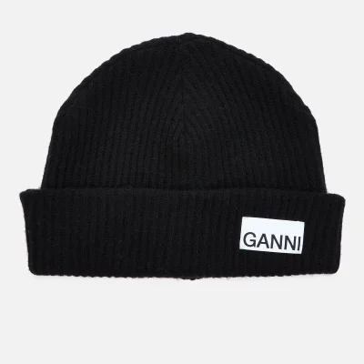 Ganni Women's Recycled Wool Knit Beanie - Black