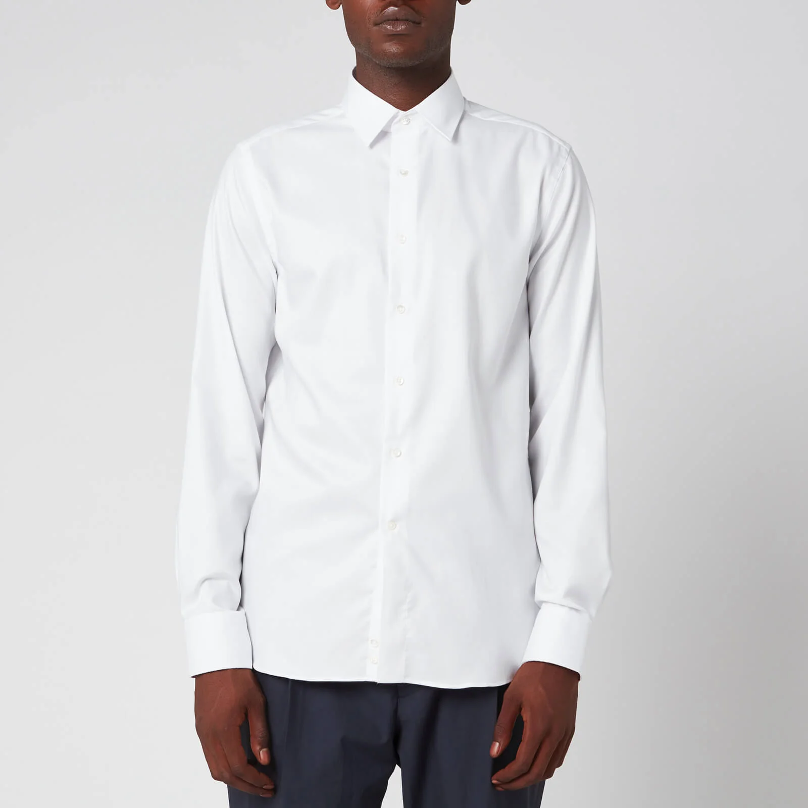 Canali Men's Poplin Cotton Slim Fit Shirt - White Image 1