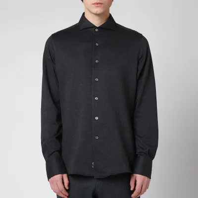 Canali Men's Cotton Herringbone Sports Shirt - Black