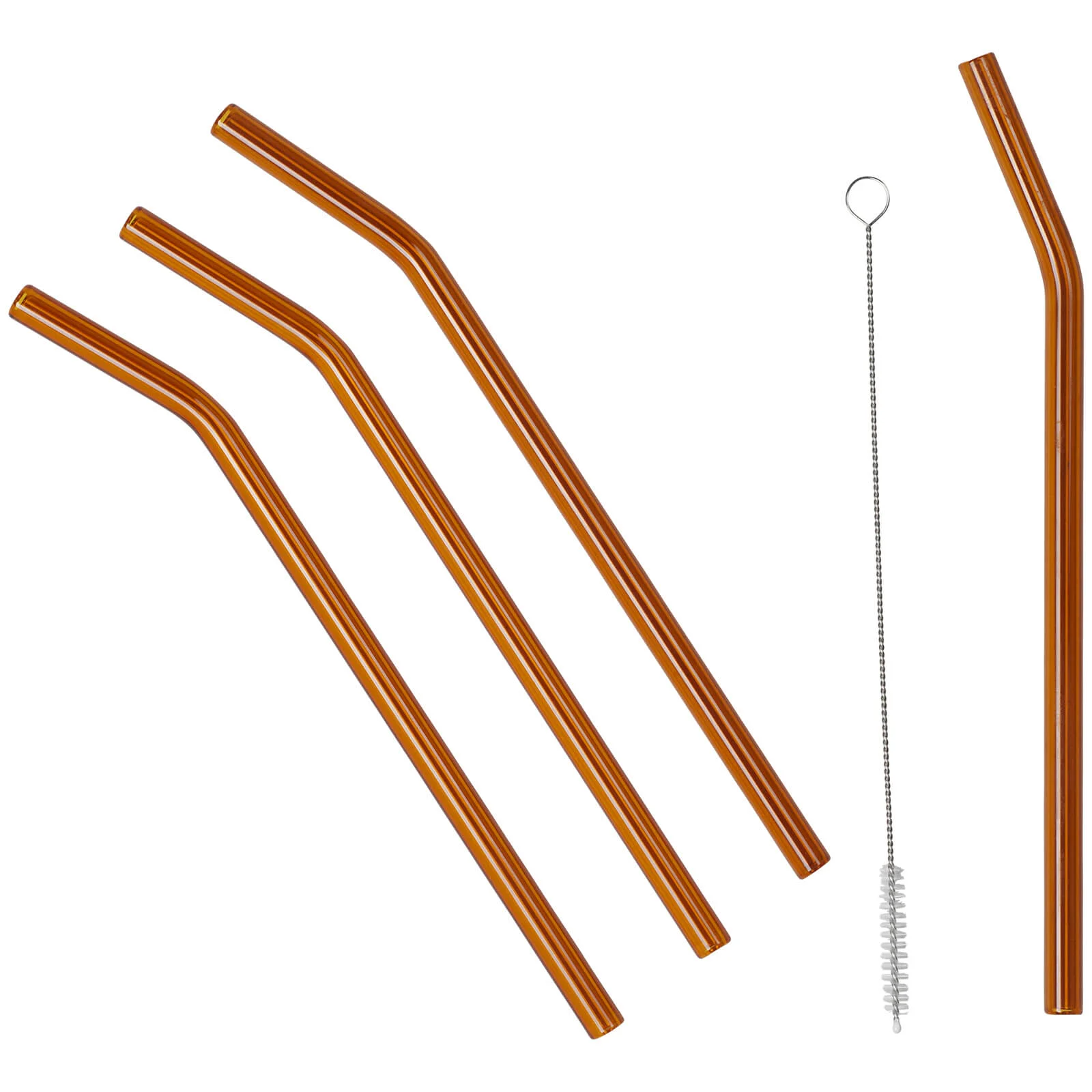 Broste Copenhagen Glass Straw - Set of 4 - Tan Image 1