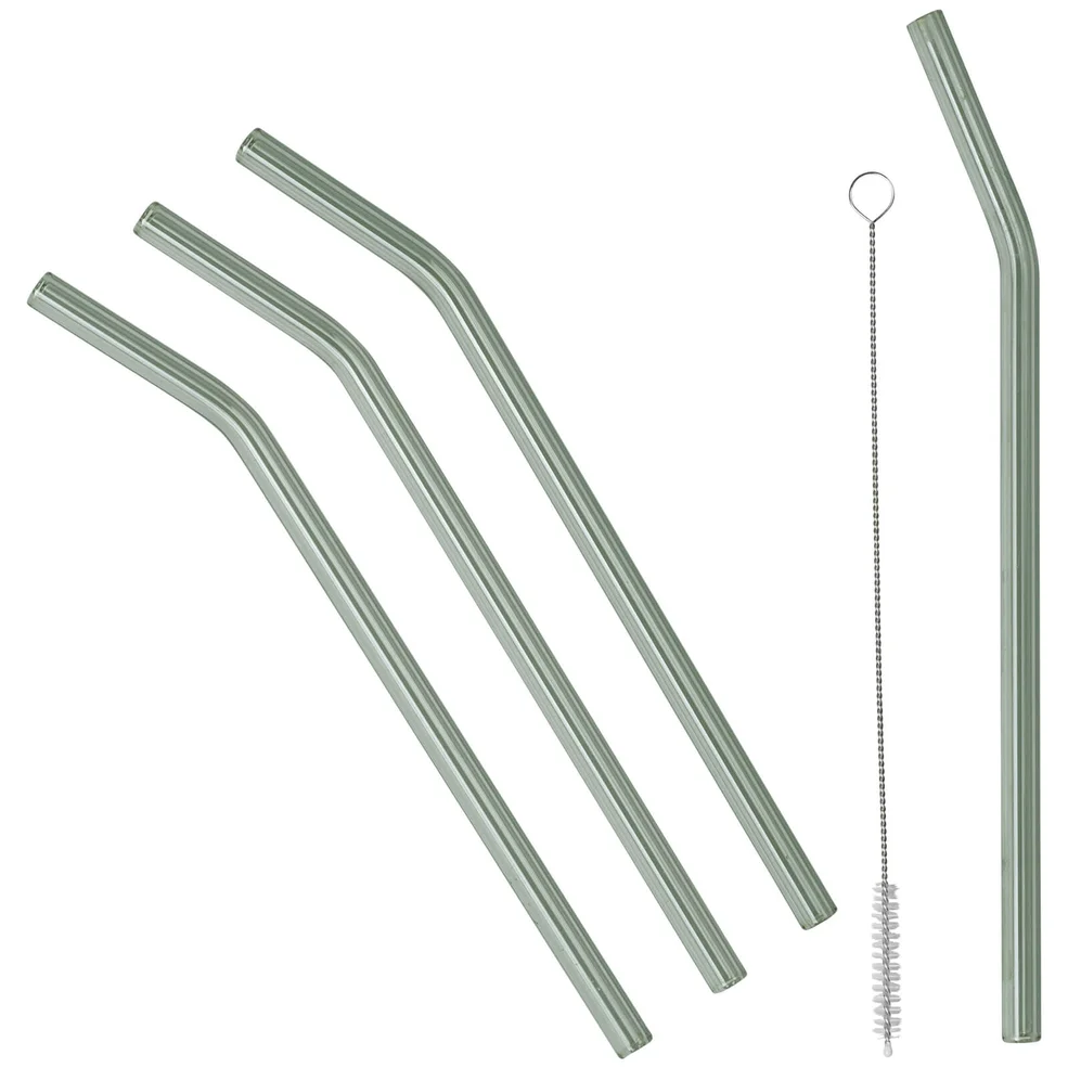 Broste Copenhagen Glass Straw - Set of 4 - Grey Image 1