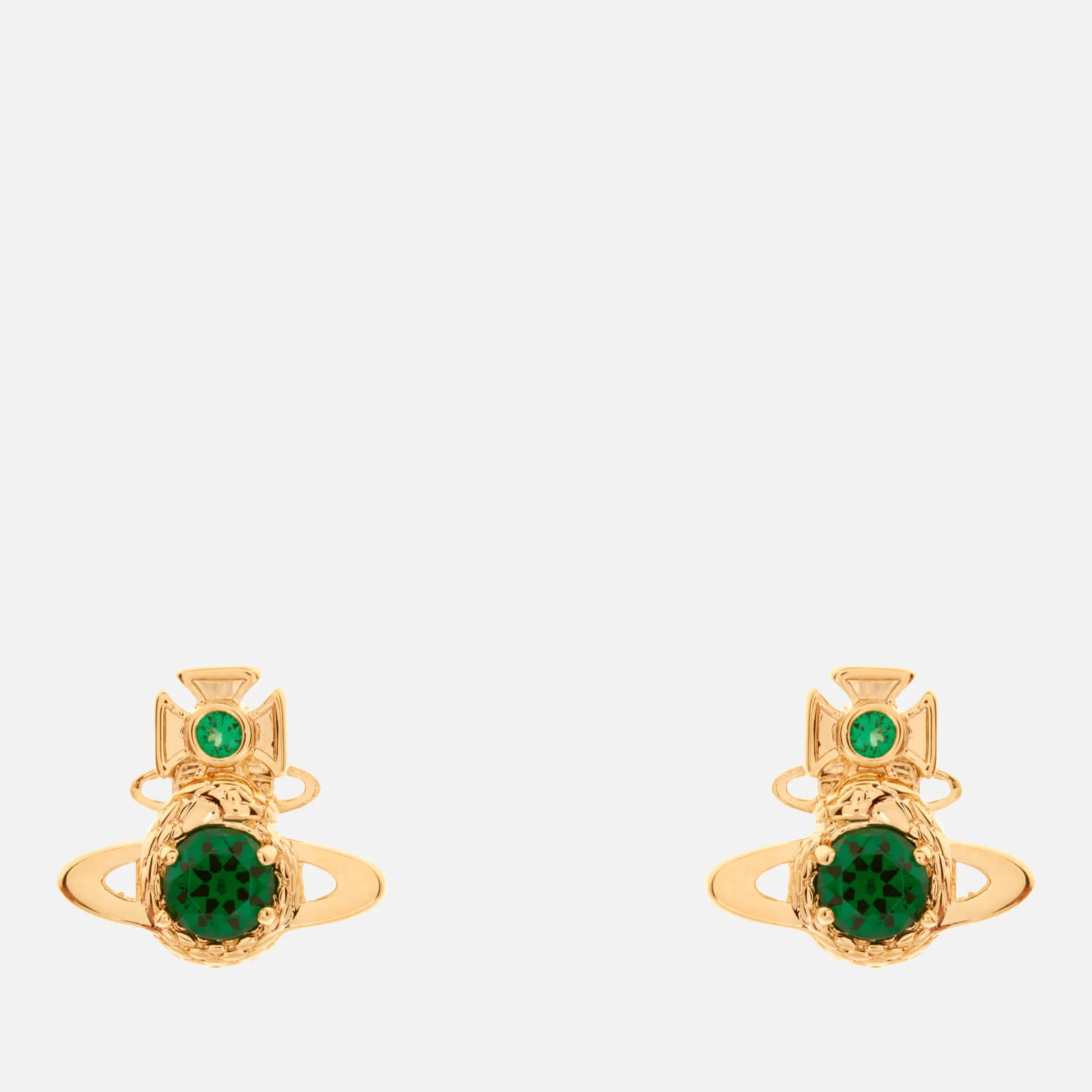 Vivienne Westwood Women's Ouroboros Small Earrings - Gold Emerald Image 1