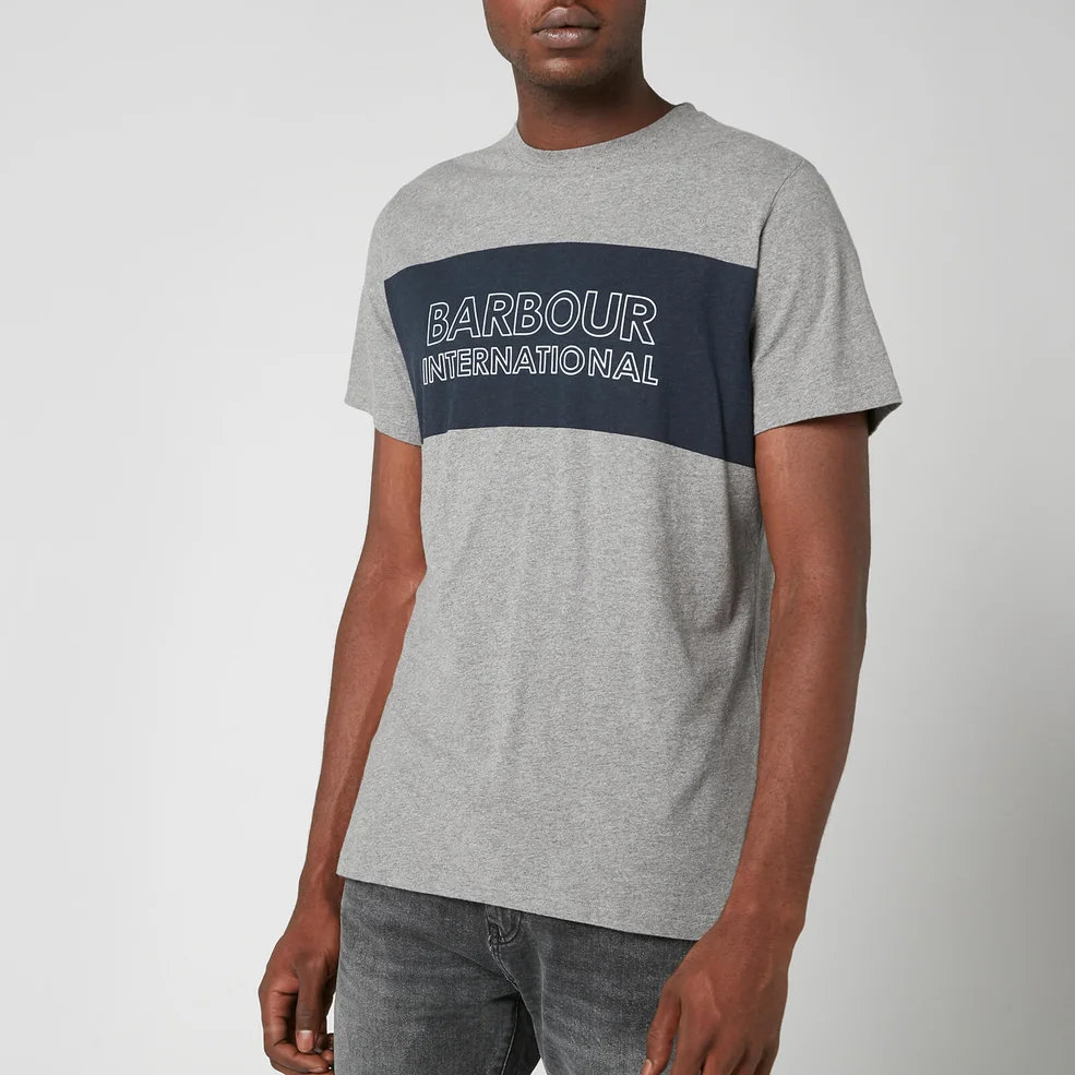 Barbour International Men's Panel Logo T-Shirt - Anthracite Image 1
