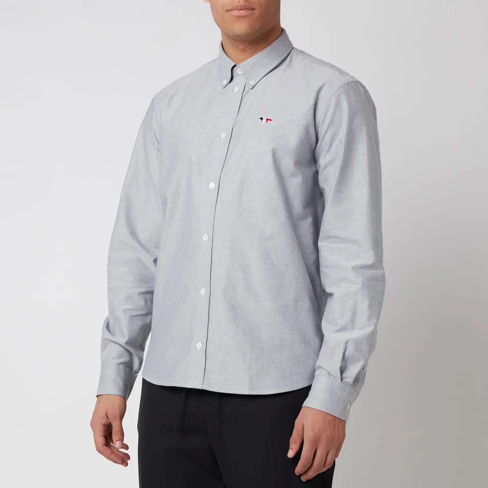 Maison Kitsuné Men's Tricolor Fox Patch Classic Shirt - Grey Image 1