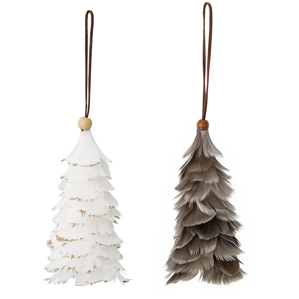 Bloomingville Feather Christmas Tree Decoration - Set of 2 Image 1