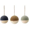 Bloomingville Wood and Velvet Christmas Baubles - Set of 3 - Navy - Image 1