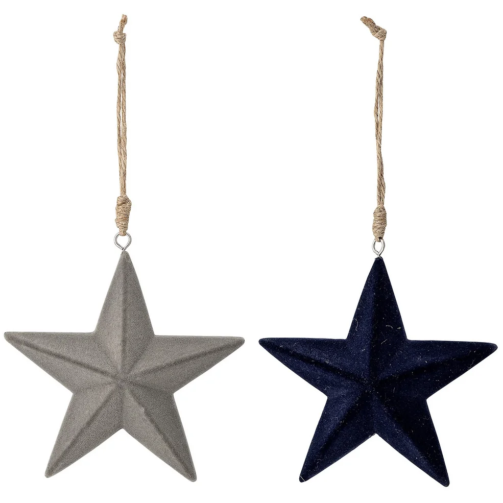 Bloomingville Star Christmas Decorations - Set of 2 - Navy Image 1